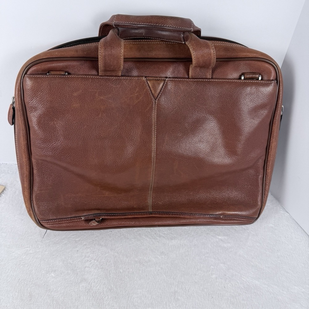 Johnston & Murphy Brown Leather Laptop Briefcase Business Travel Bag